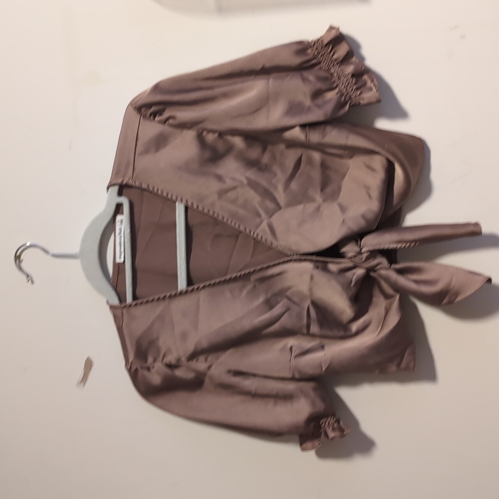 Abercrombie & Fitch Women's Tie-Front Blouse in Taupe